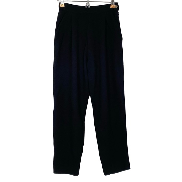 Fendi Black Trouser Dress Pants Women XS Vintage 80s 90s Slacks Wide Leg Tapered - Picture 1 of 11